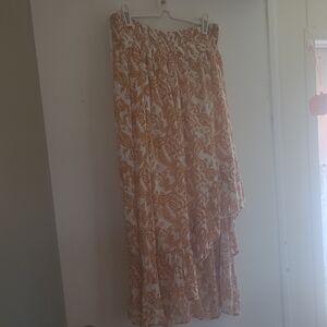 Chic Asymmetrical Paisley Skirt in Orange and White